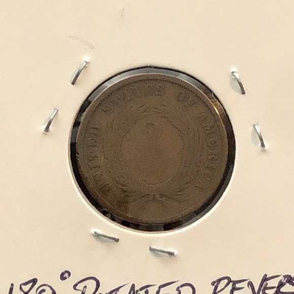 1864 $.02 Major Mint Error, Two Cent Coin Rotated Die Error 180 degree - Picture 5 of 7